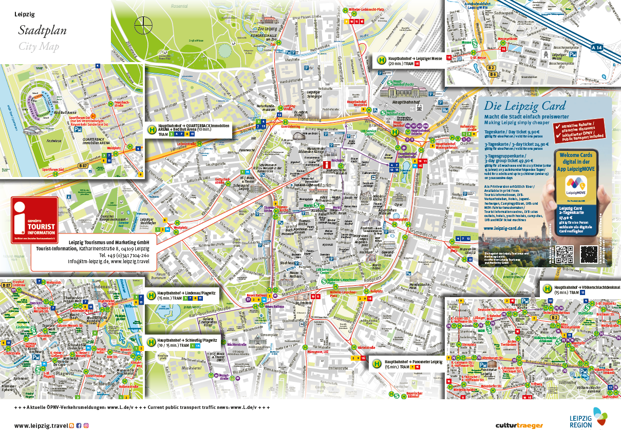 地図・旅行ガイド Leipzig Stadtplan ca. 1:15000 Brochures