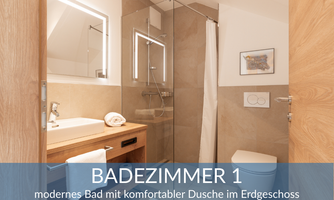 Modern bathroom with comfortable shower. Bright colors and simple furnishings create an inviting atmosphere.