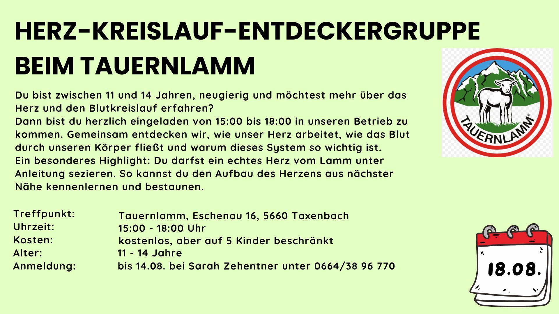 Herz-Kreislauf-Entdeckergruppe beim Tauernlamm