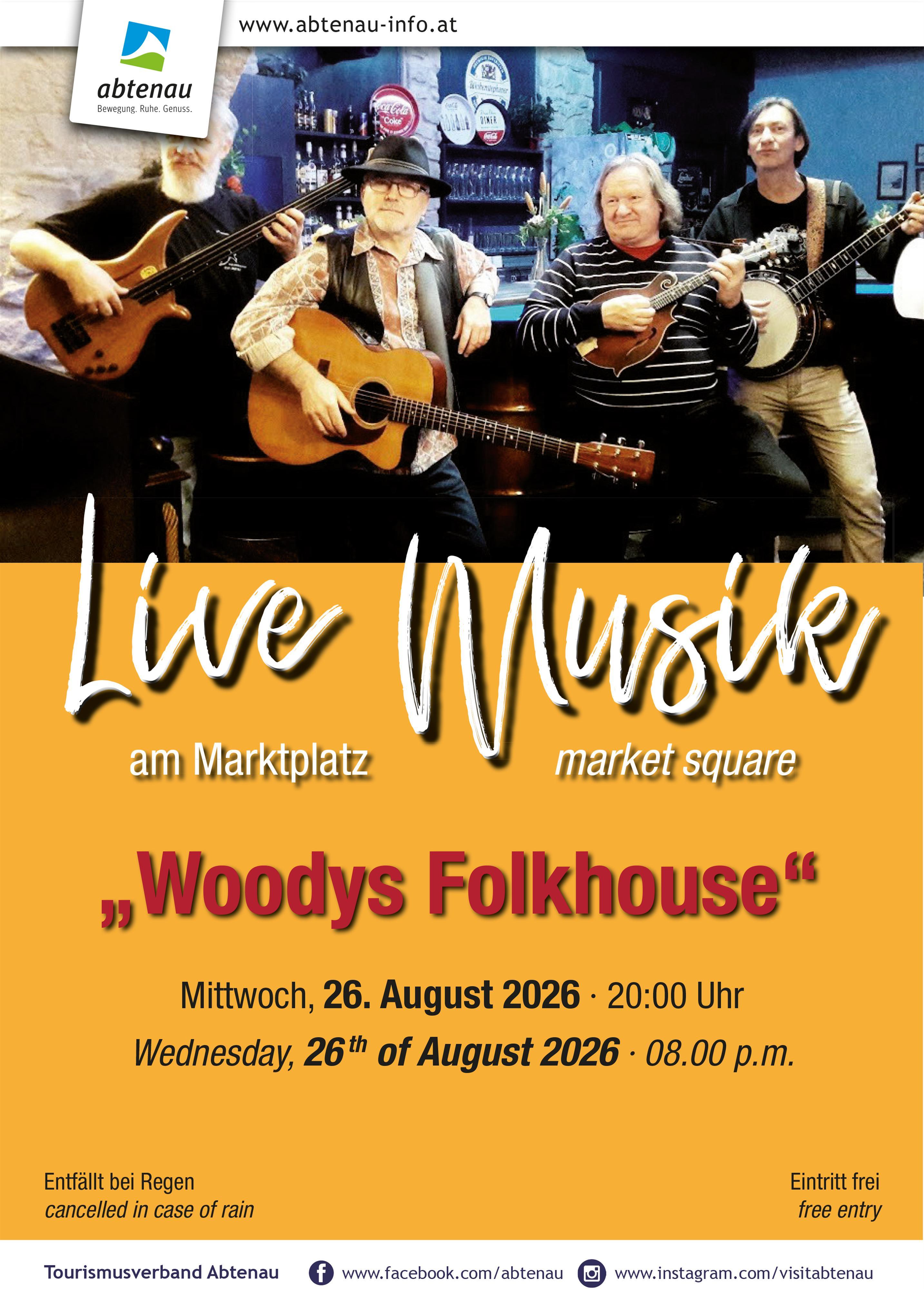 Musik am Marktplatz mit „Woodys Folkhouse“