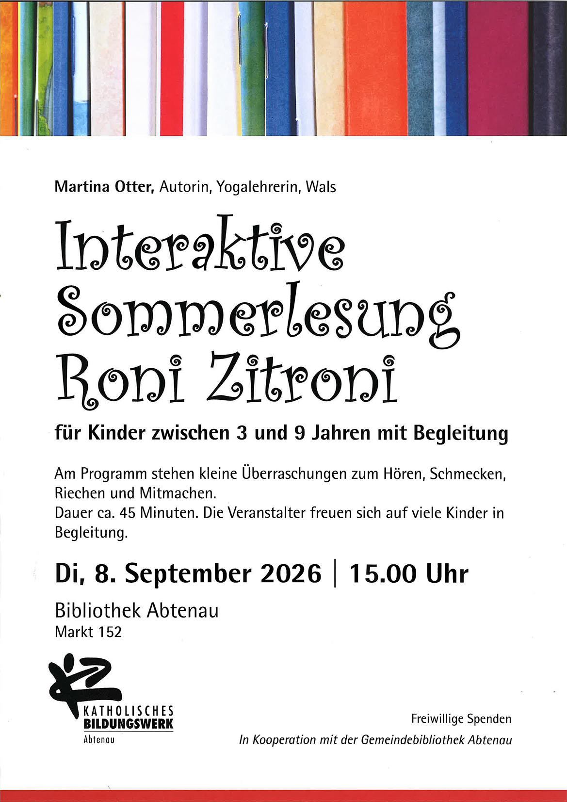 Interaktive Sommerlesung Roni Zitrono