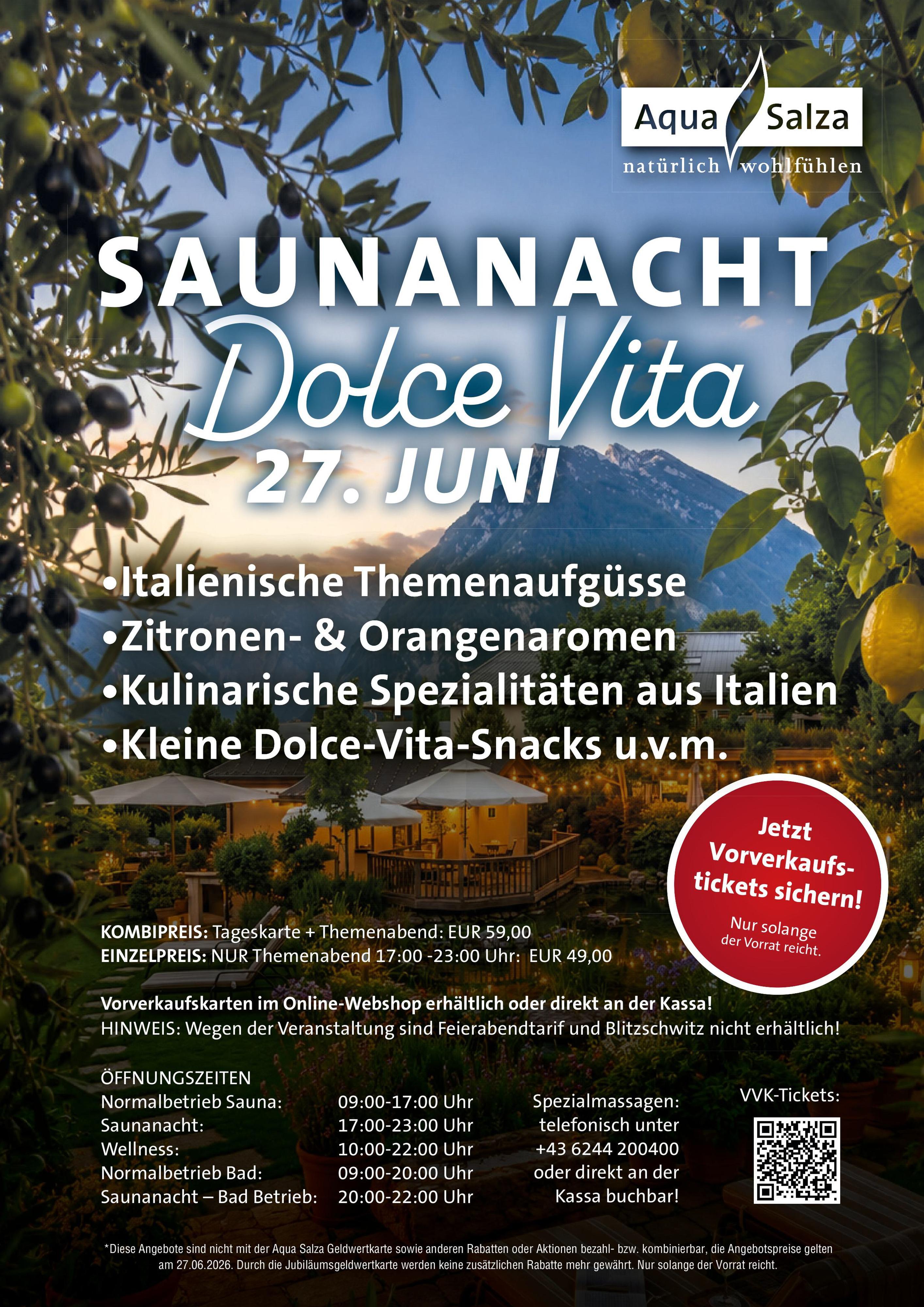 Saunanacht – Dolce Vita im Aqua Salza