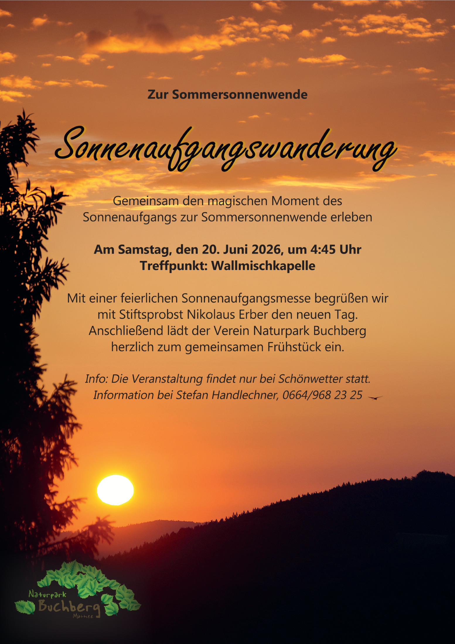 Sonnenaufgangswanderung im Naturpark Buchberg