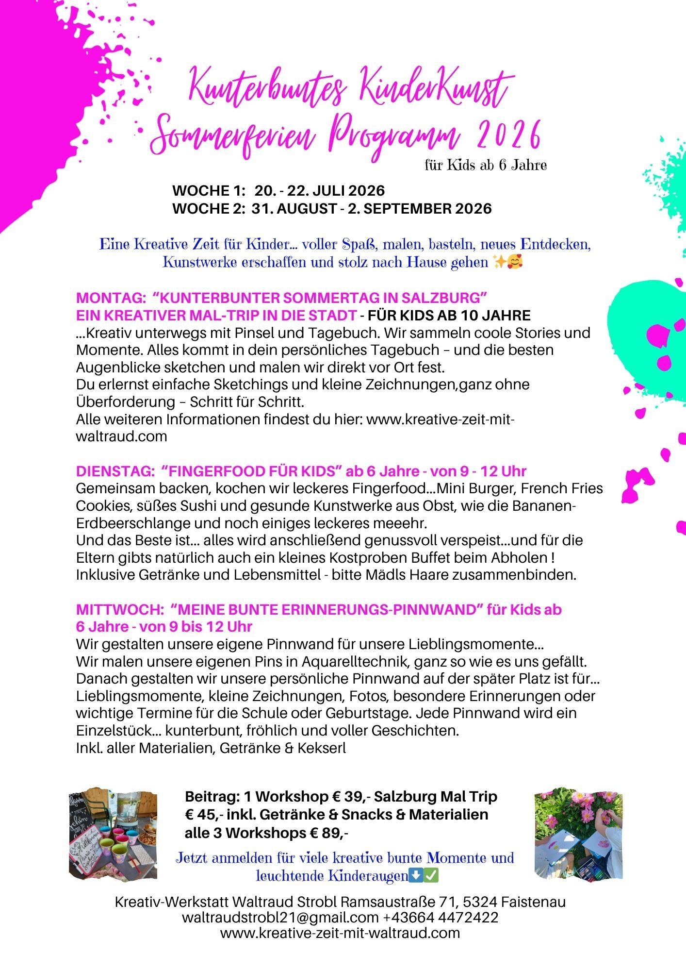 Kunterbunte KinderKunst in den Sommerferien