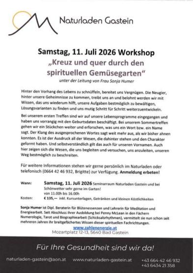Workshop: Kreuz und quer durch den spirituellen Gemüsegarten