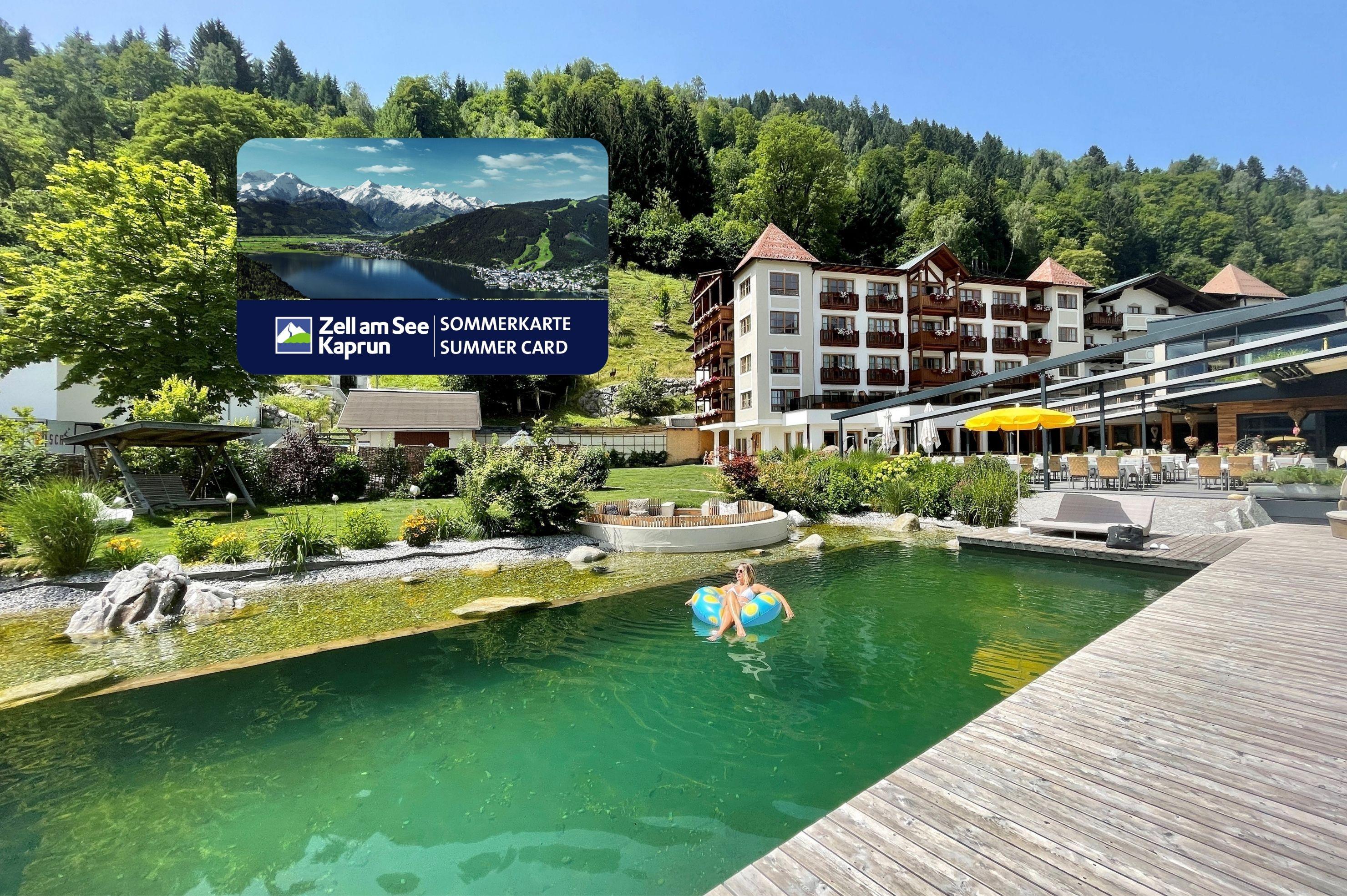 Mountain lake in Zell am See, exterior view of Hotel Alpenblick