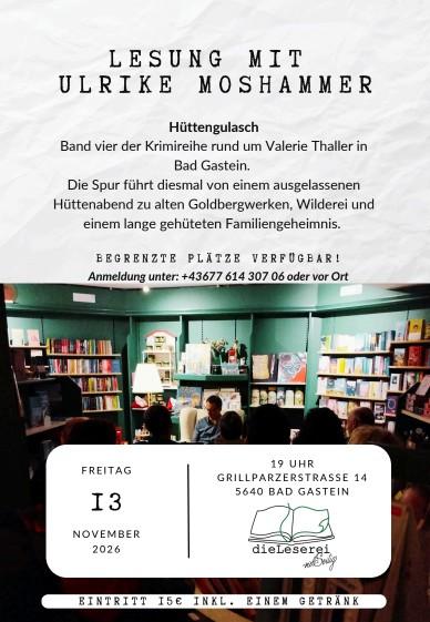 Lesung mit Ulrike Moshammer – Hüttengulasch