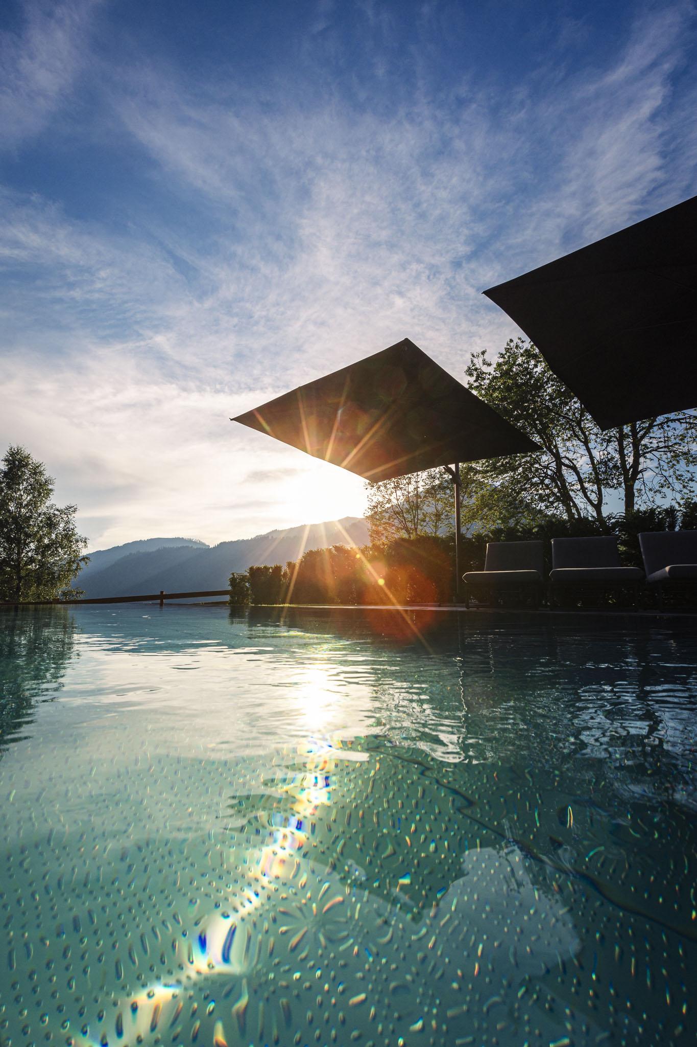 Relax in the infinity pool after a strenuous hike.
