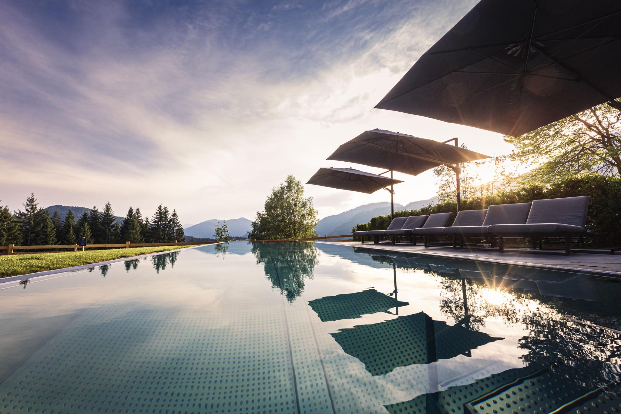 Relax in the infinity pool after a strenuous hike.