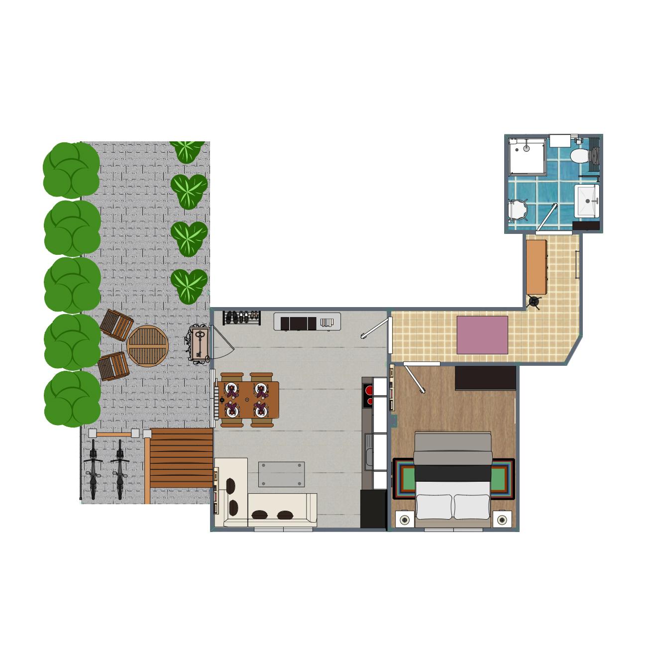Grundriss Fewo mit Terrasse