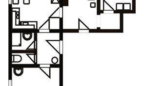 A schematic floor plan of an apartment. The depiction shows various rooms and their arrangement.