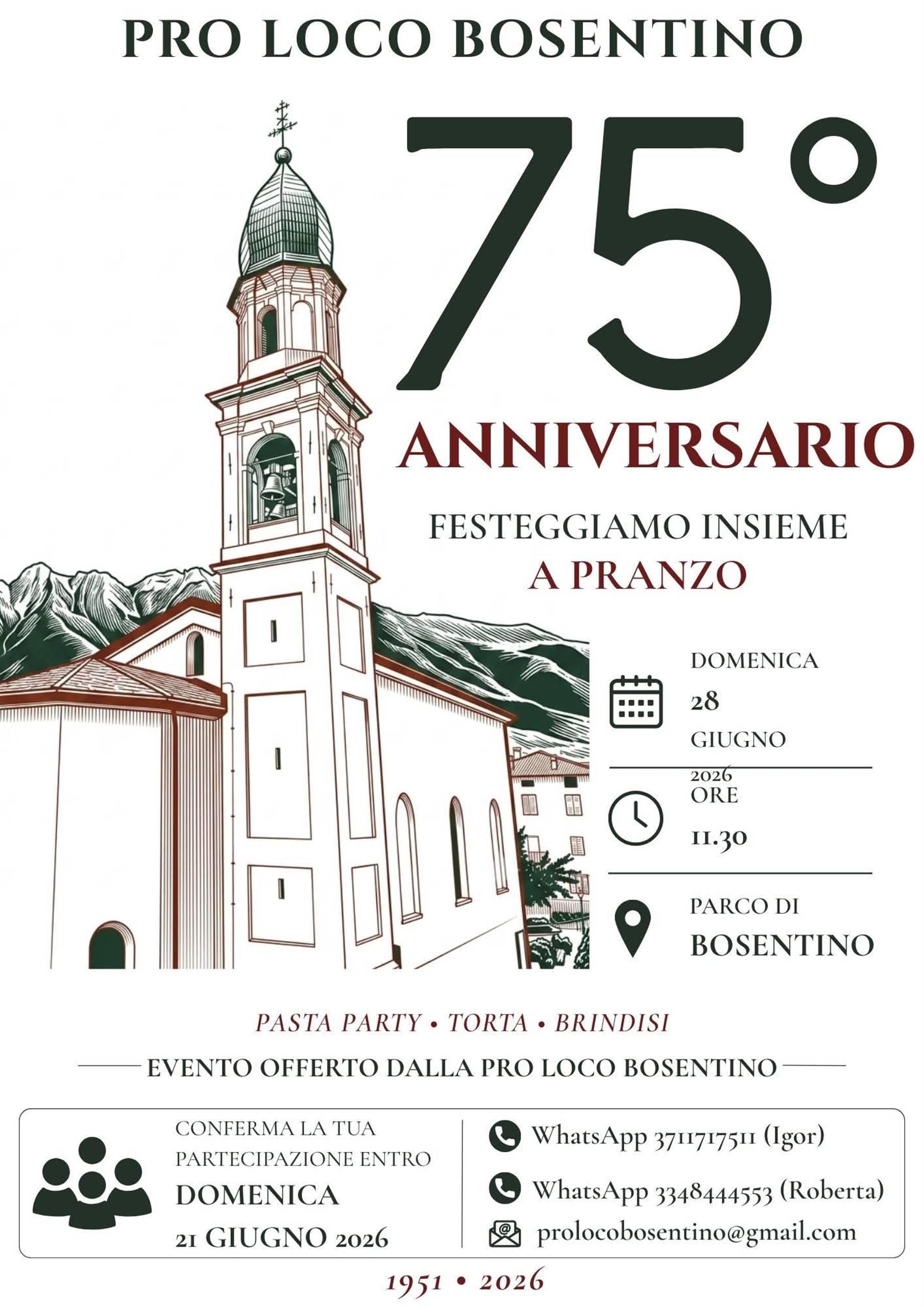 75° anniversario Pro Loco Bosentino