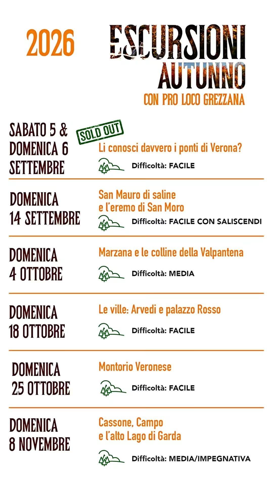 Escursioni Autunno Inverno 2026 Grezzana
