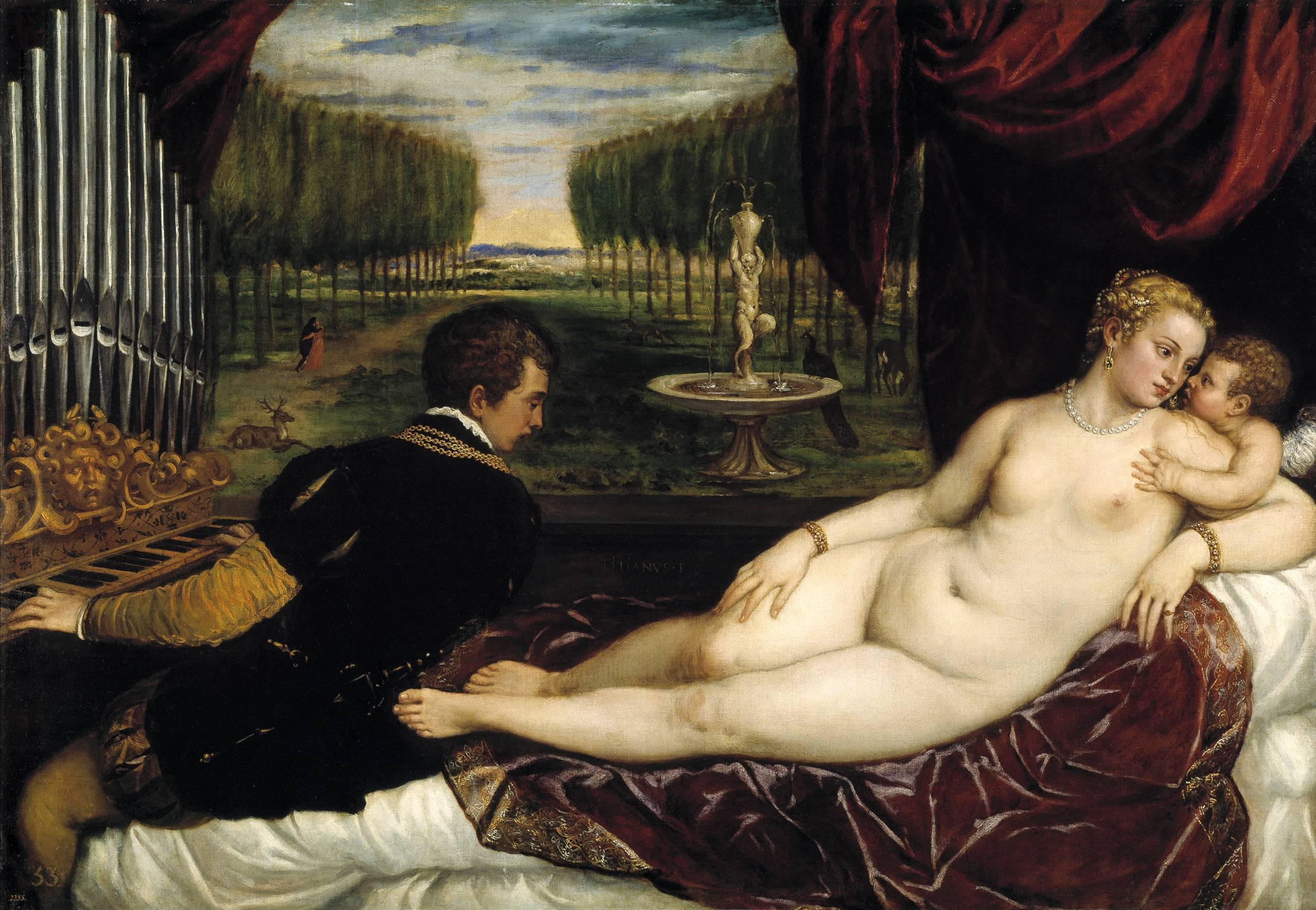 Venere con suonatore d'organo e cupido