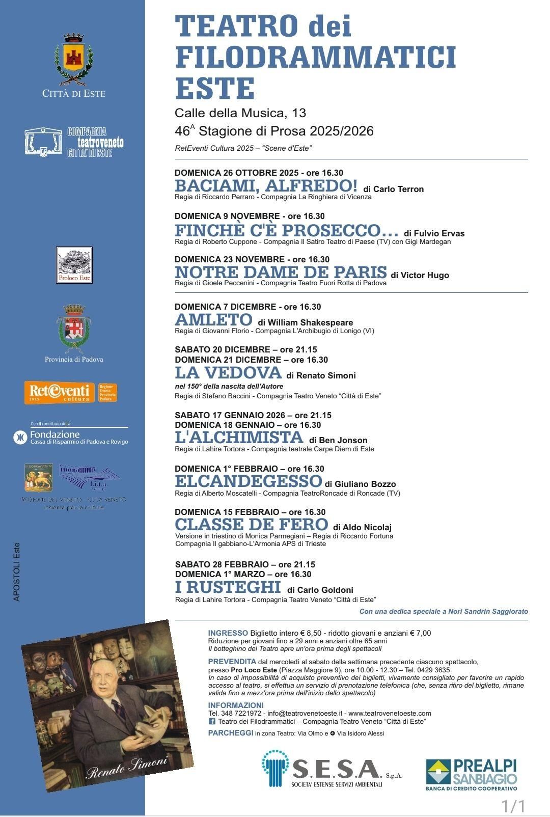 Stagione di prosa al Teatro dei Filodrammatici