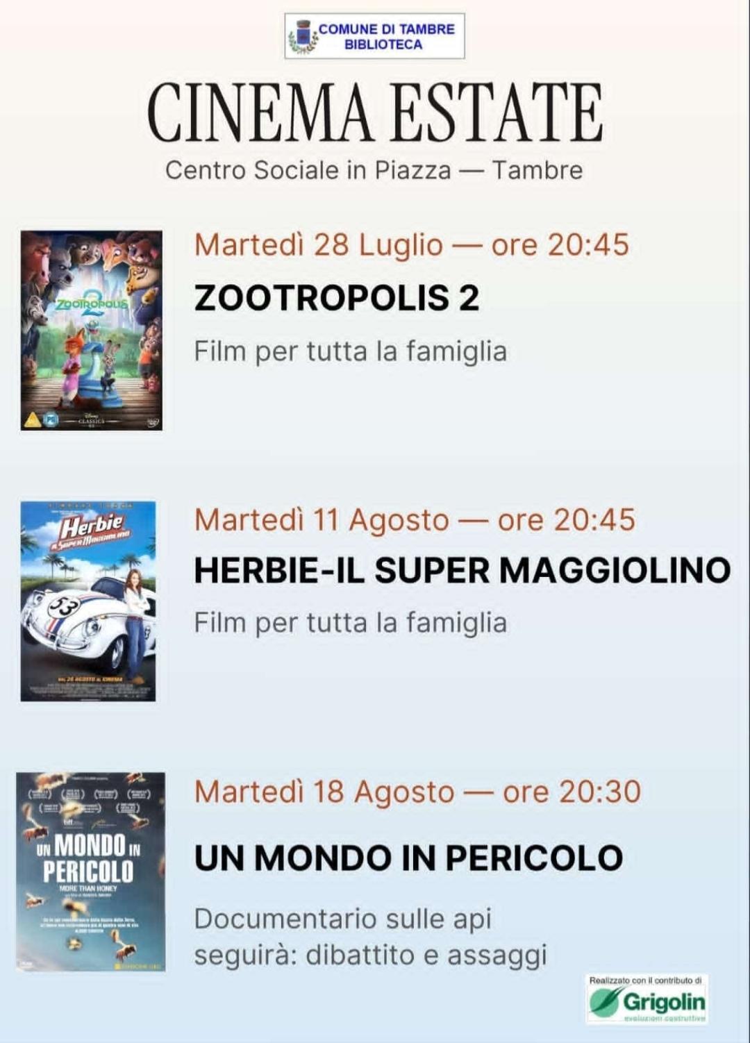 Cinema per tutta la famiglia a Tambre