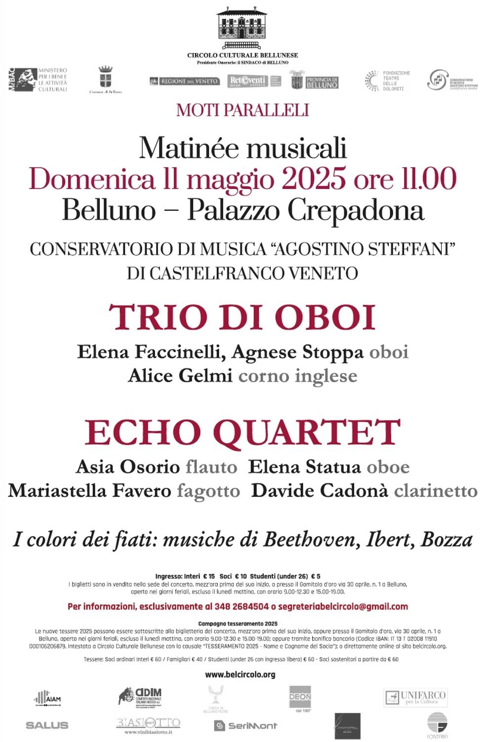 Trio di oboi ed Echo Quartett, Conservatorio Steffani di Castefranco Veneto
