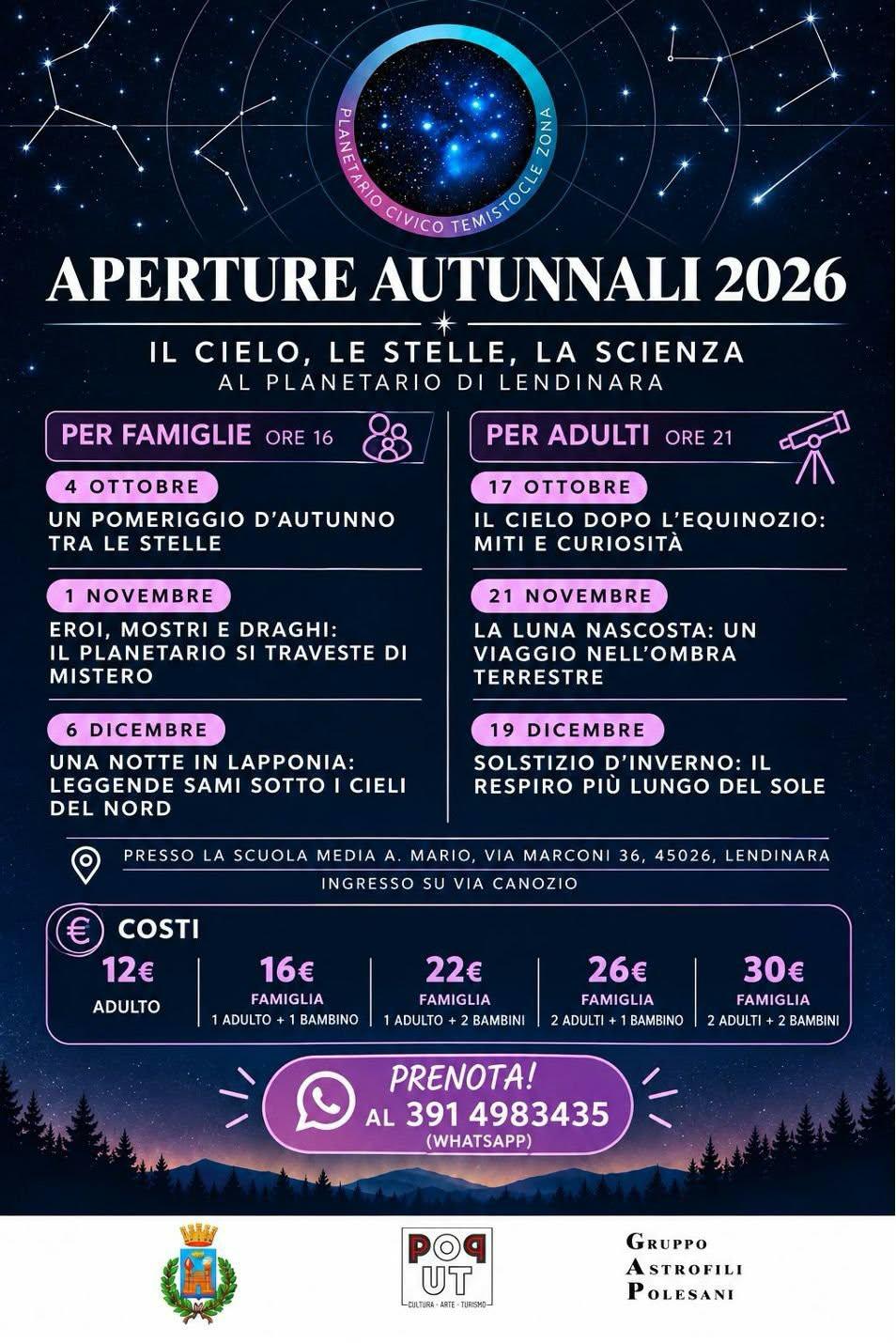 Planetario Temisto appuntamenti