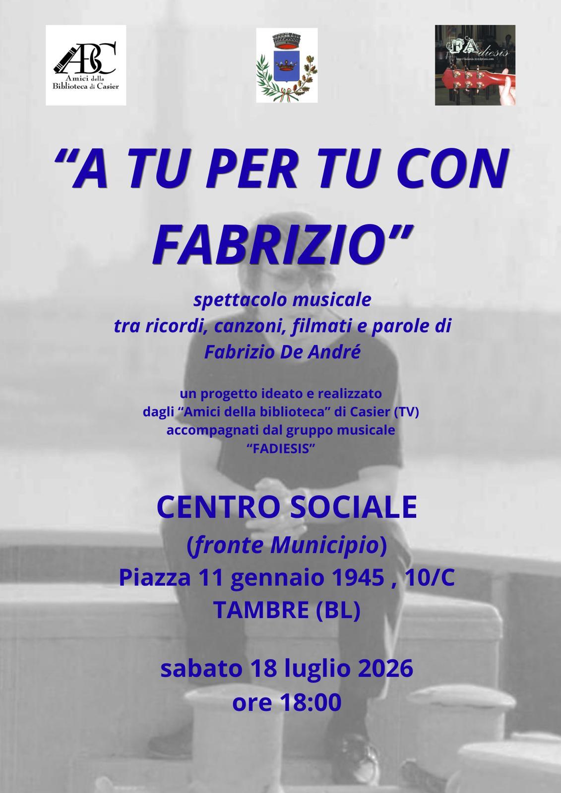 Spettacolo musicale “A tu per tu con Fabrizio”