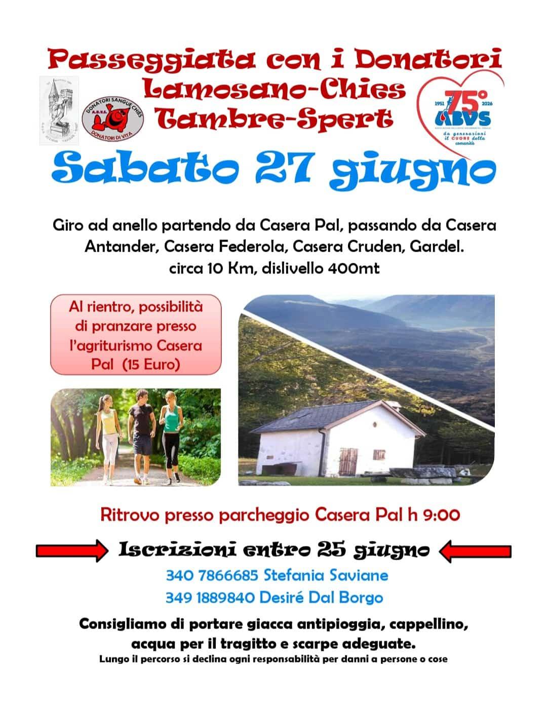 Passeggiata con i donatori di Tambre, Spert e Chies