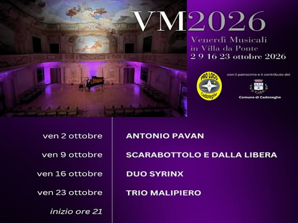 Venerdì Musicali a Villa da Ponte 2026 - XXIV Edizione