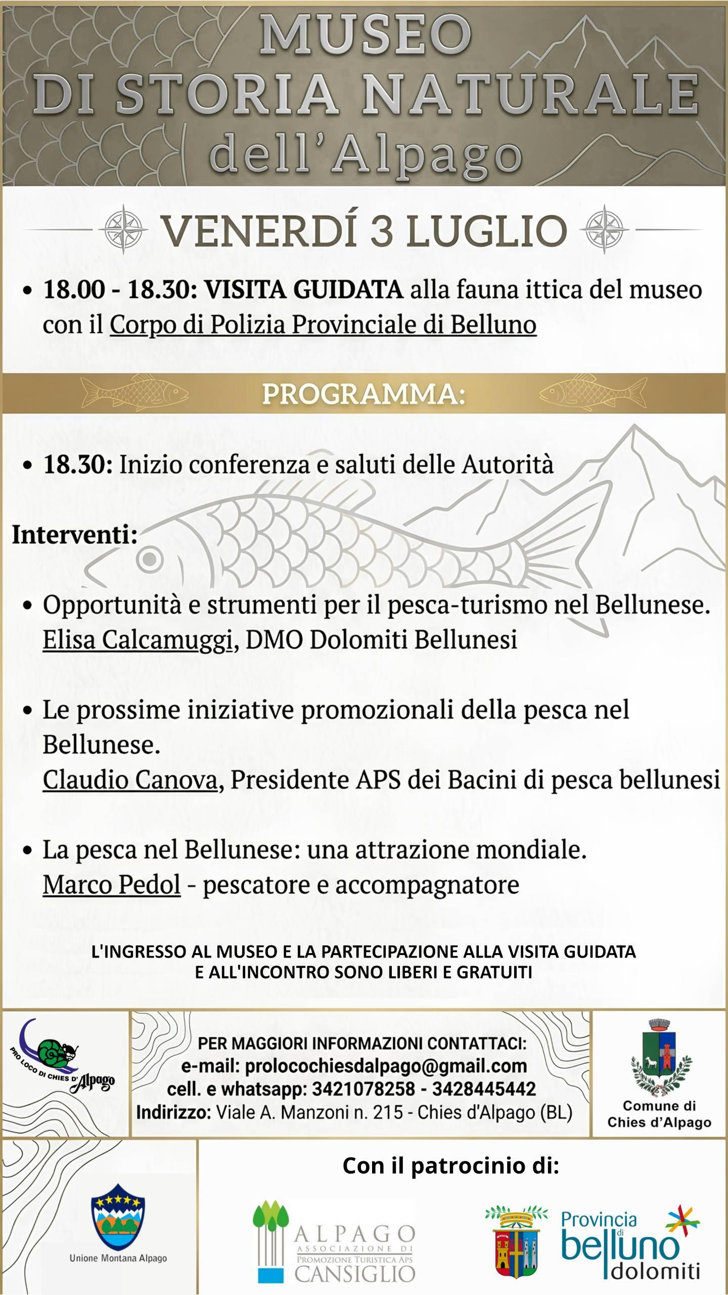 Visita guidata e conferenza sulla pesca nel Bellunese – Museo di Storia Naturale