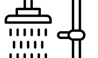 A simple logo with a stylized representation. It is in black and white.